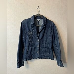 Christopher & Banks 3D Floral Denim Blazer Size Medium